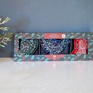 NEW Now Designs Holiday Shaped Ceramic Serveware - Set of 3 (Joy, Peace. Cheer)